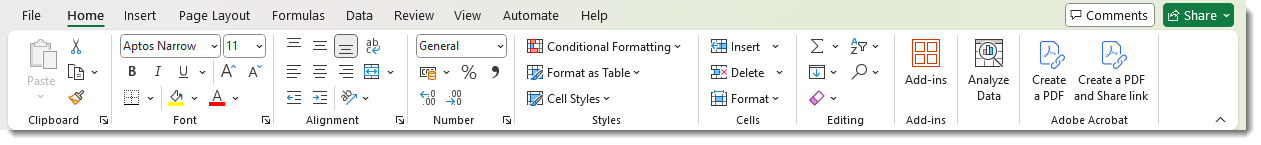 ribbon_home_excel